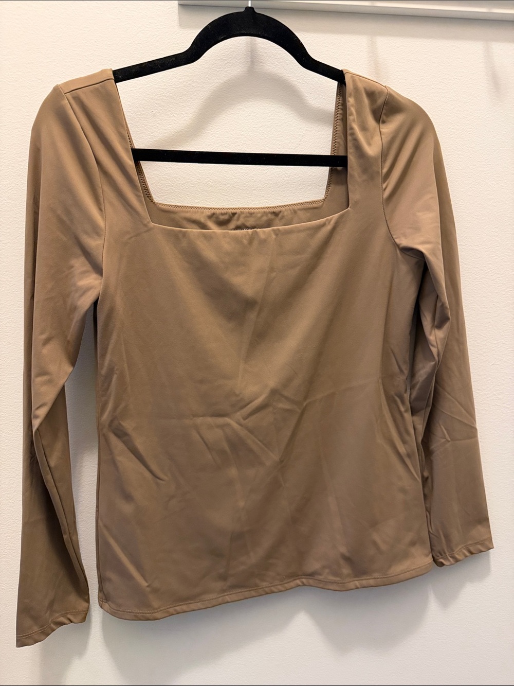 White House Black Market Square Neck Long Sleeve Top - Taupe